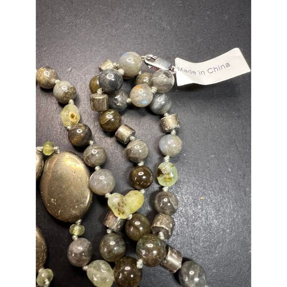 NEW pyrite and labradorite 32 inch necklace with sterling silver clasp - Picture 14 of 15